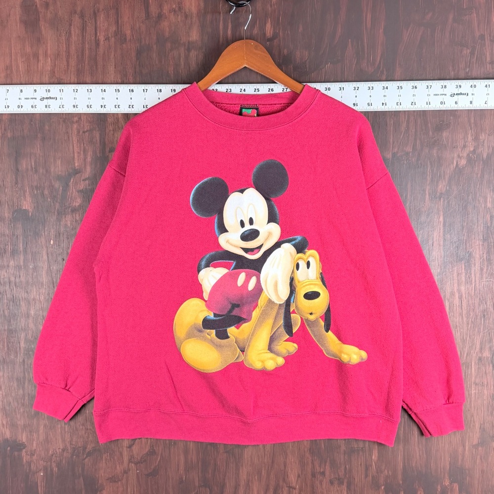 Disney Mickey Unlimited Jerry‎ Leigh Red Pluto Crewneck Sweatshirt Mens M/L 90s